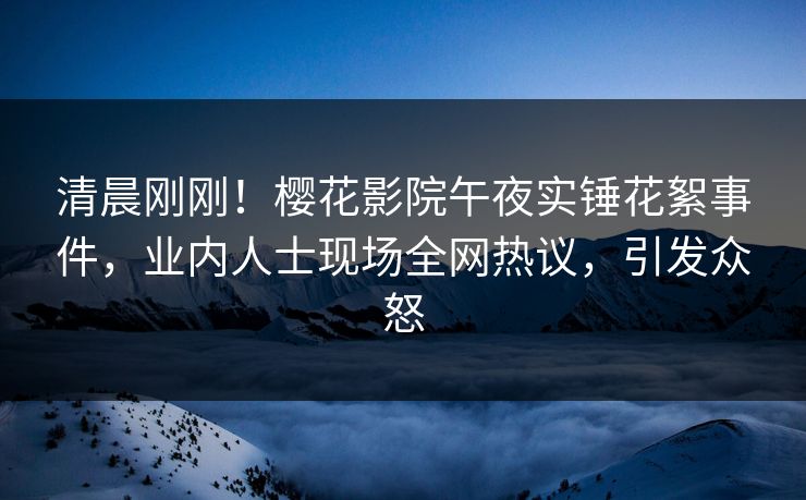 清晨刚刚！樱花影院午夜实锤花絮事件，业内人士现场全网热议，引发众怒